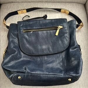 Vince Camuto Elegant Blue Leather Shoulder Bag